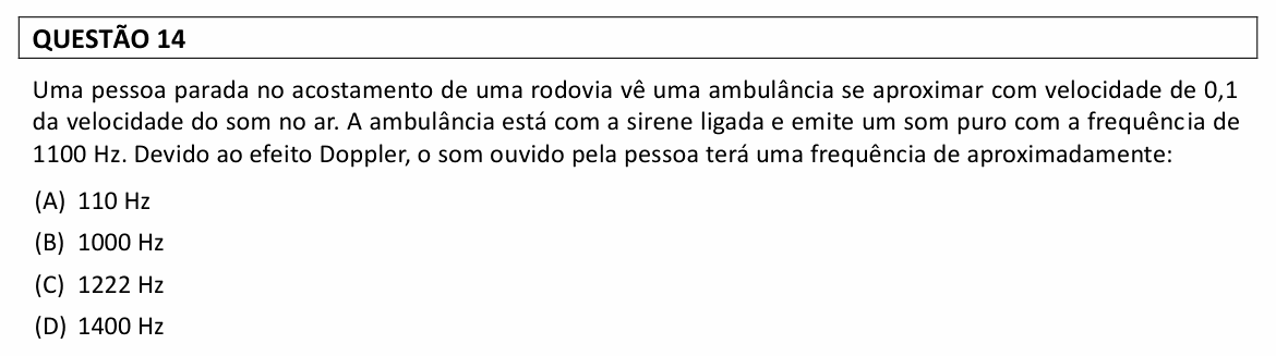 Enunciado da questão 14 de Física do UFLA 2022 (PAS, 2ª etapa)