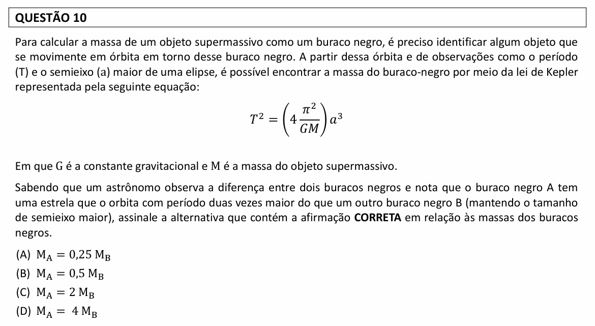 Enunciado da questão 10 de Física do UFLA 2023 (PAS, 1ª etapa)