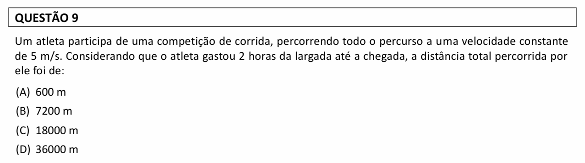 Enunciado da questão 9 de Física do UFLA 2023 (PAS, 1ª etapa)