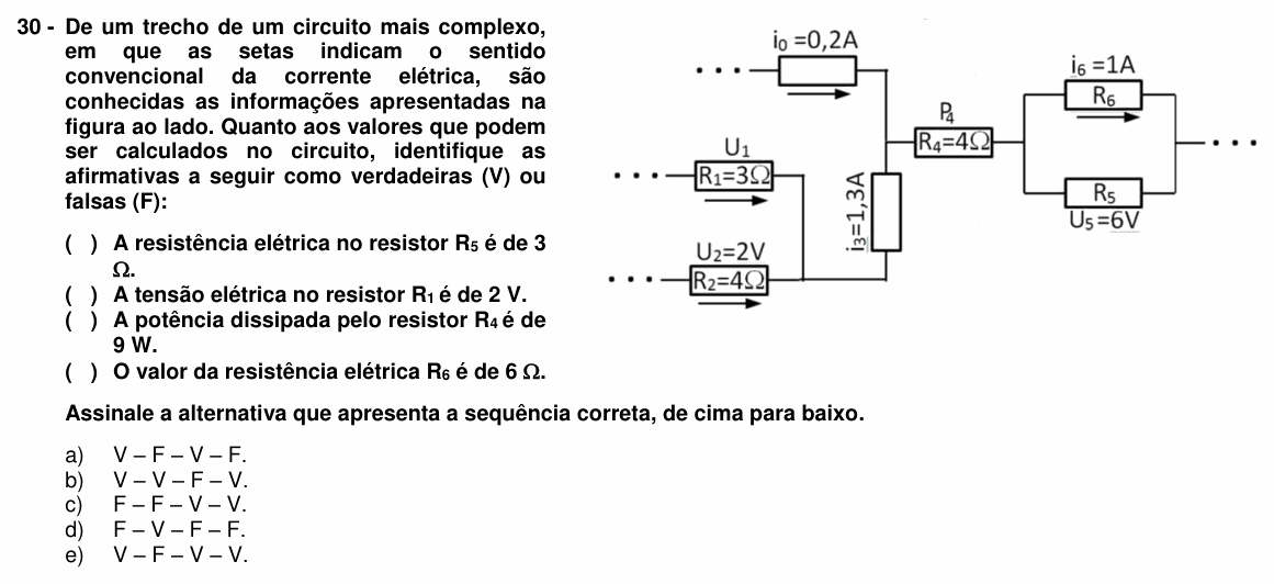 Enunciado da questão 30 de Física do UFPR 2016