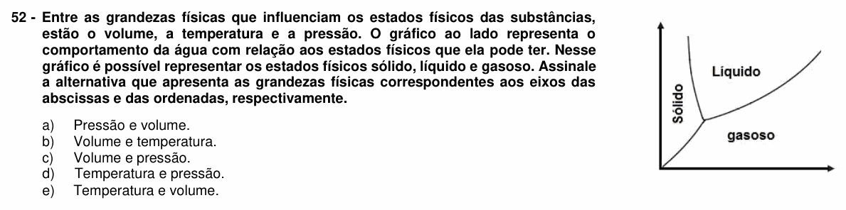 Enunciado da questão 52 de Física do UFPR 2017