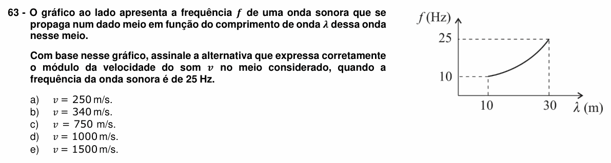 Enunciado da questão 63 de Física do UFPR 2019