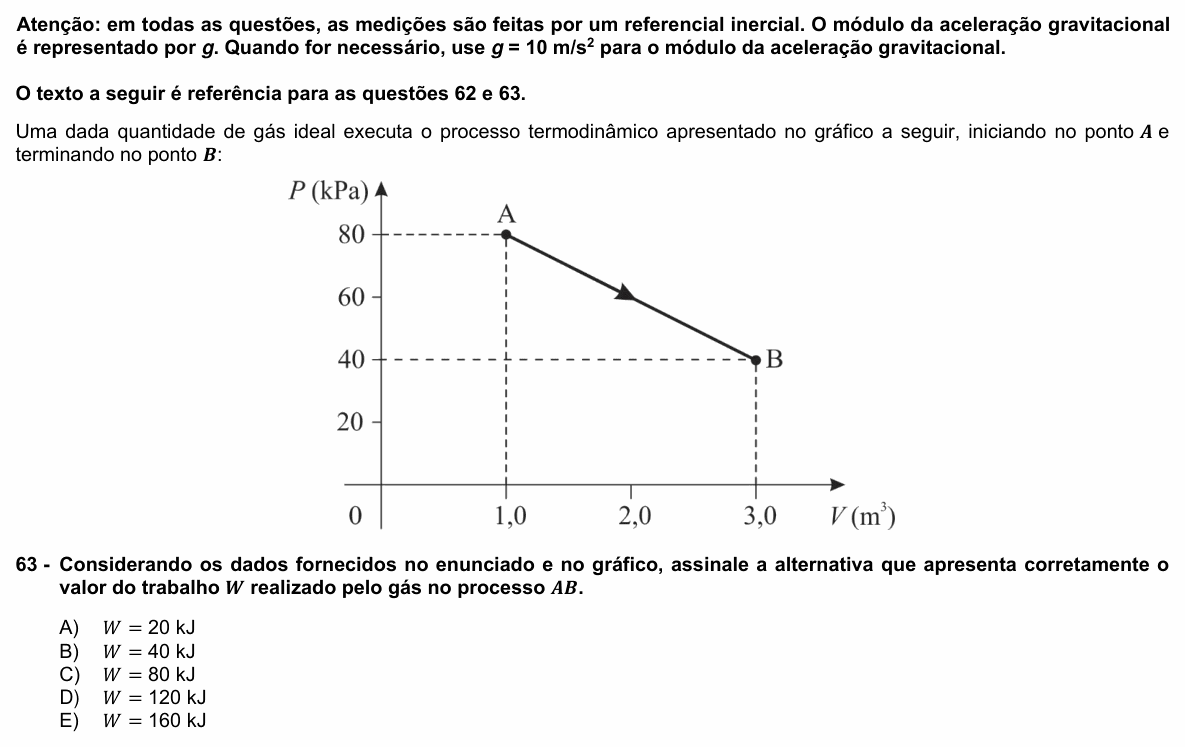 Enunciado da questão 63 de Física do UFPR 2025