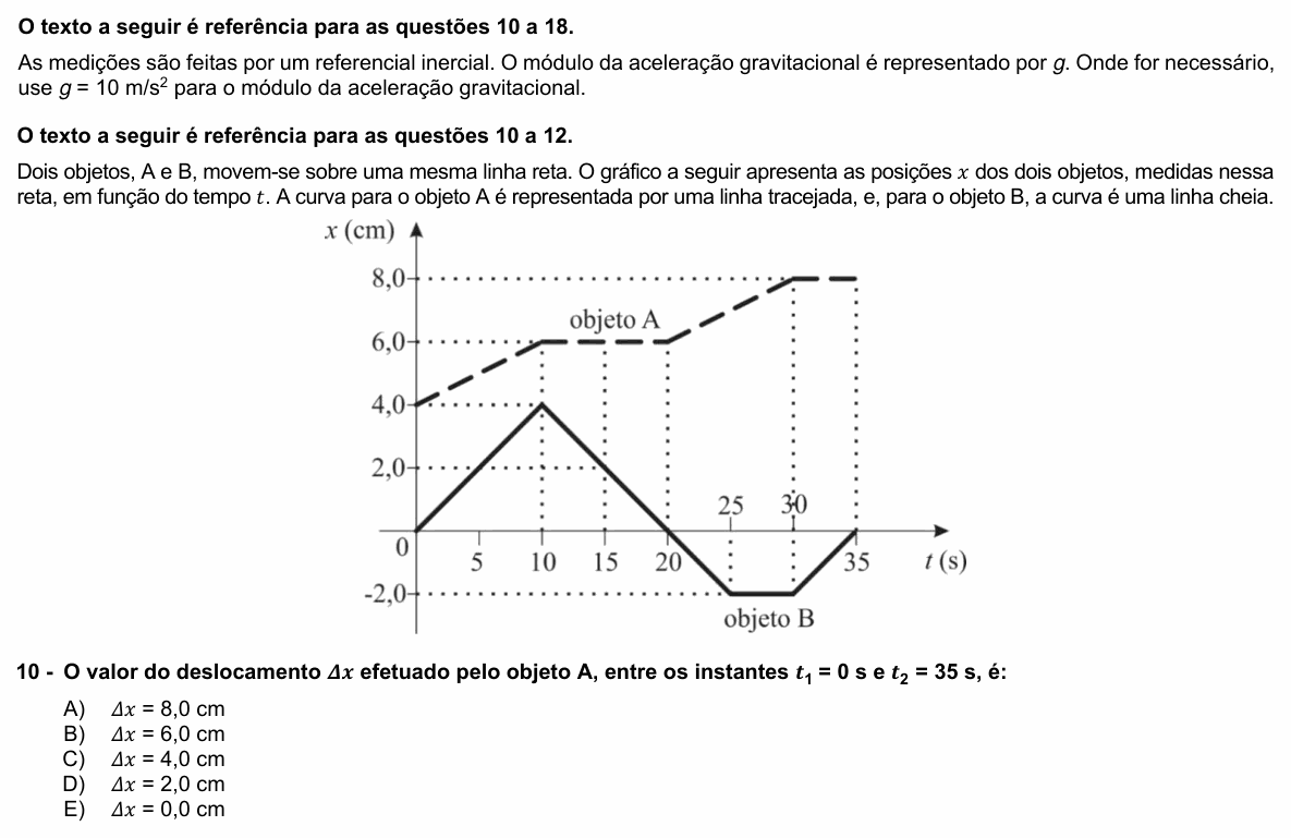 Enunciado da questão 10 de Física do UFPR 2026