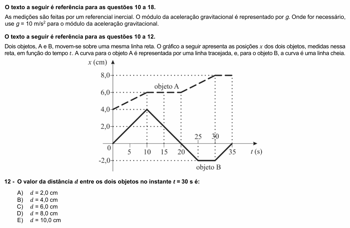 Enunciado da questão 12 de Física do UFPR 2026