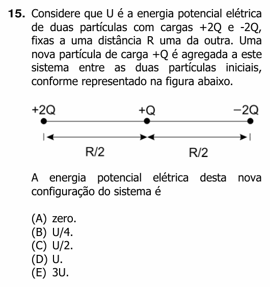 Enunciado da questão 15 de Física do UFRGS 2012