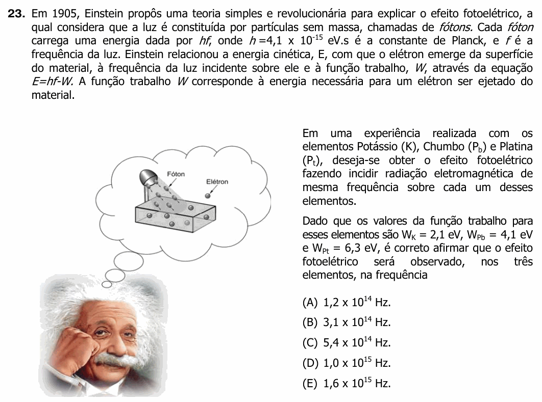 Enunciado da questão 23 de Física do UFRGS 2012