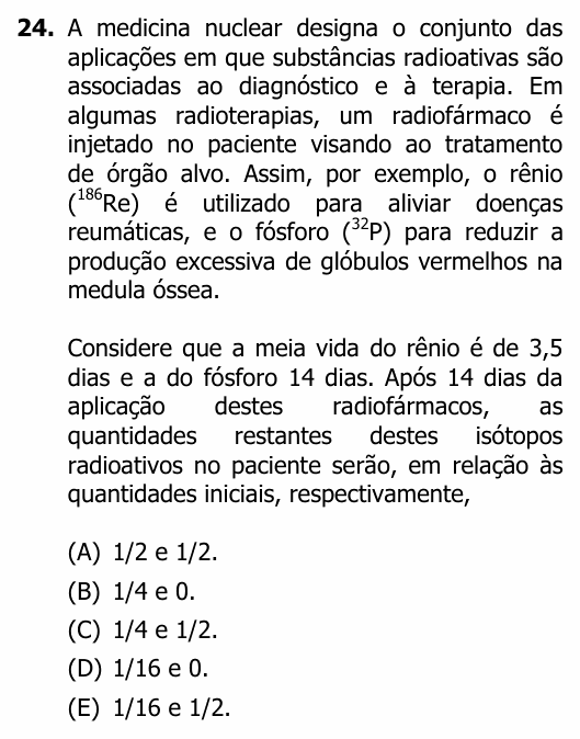 Enunciado da questão 24 de Física do UFRGS 2013