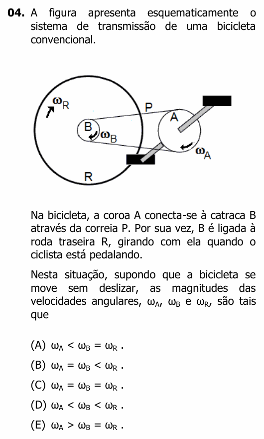 Enunciado da questão 4 de Física do UFRGS 2013