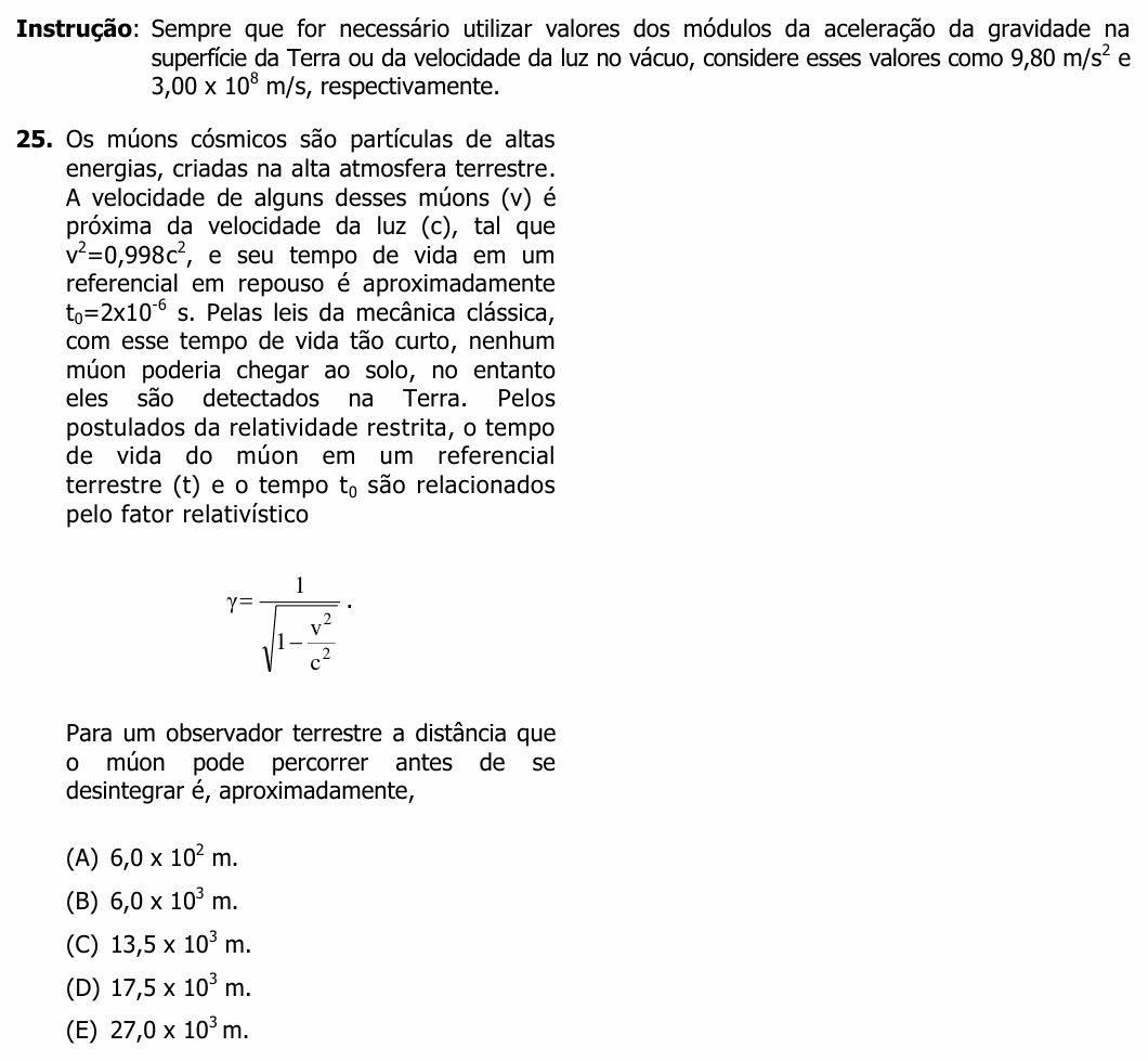 Enunciado da questão 25 de Física do UFRGS 2014