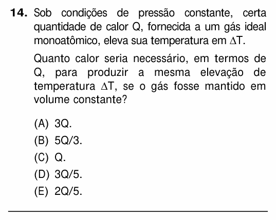 Enunciado da questão 14 de Física do UFRGS 2015