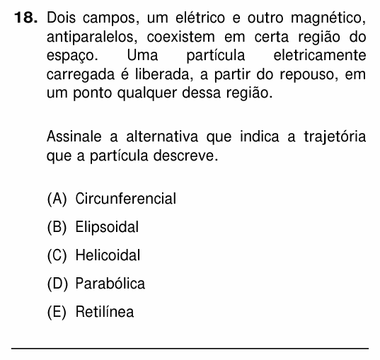 Enunciado da questão 18 de Física do UFRGS 2015