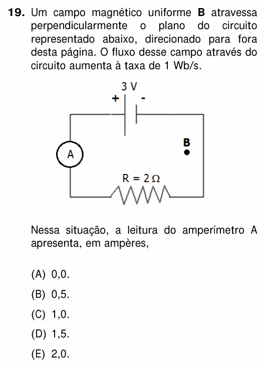 Enunciado da questão 19 de Física do UFRGS 2015