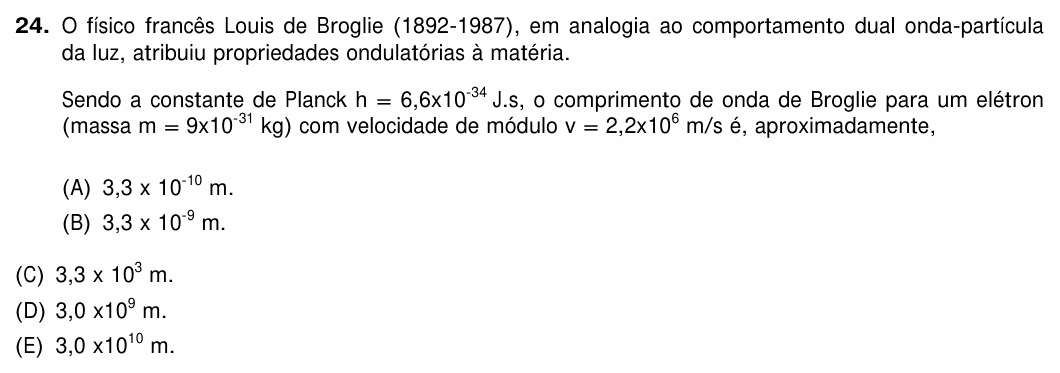 Enunciado da questão 24 de Física do UFRGS 2015