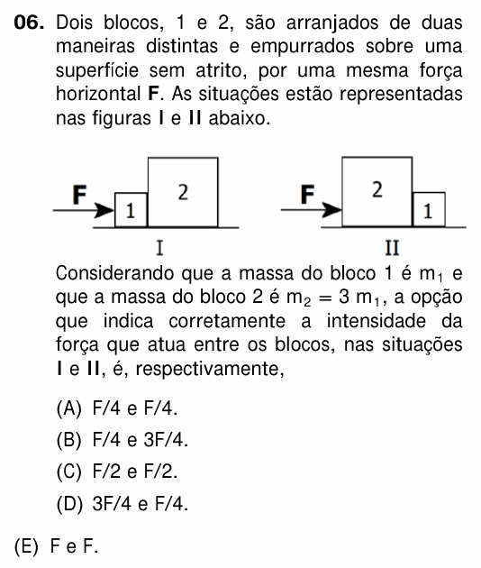 Enunciado da questão 6 de Física do UFRGS 2015