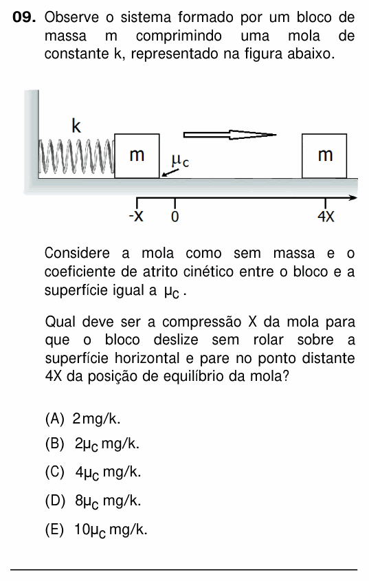 Enunciado da questão 9 de Física do UFRGS 2015