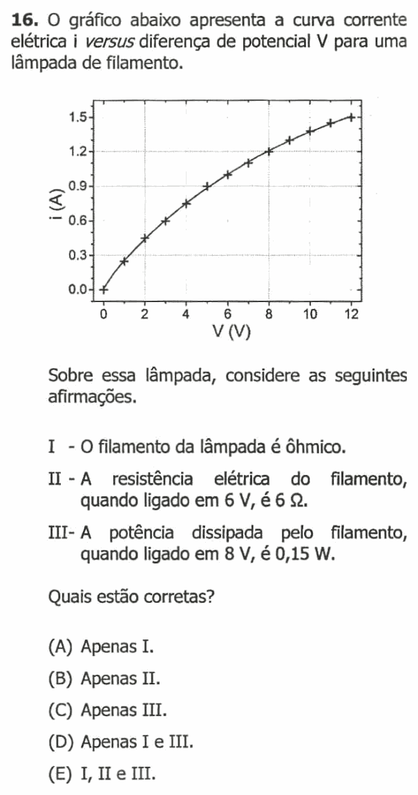 Enunciado da questão 16 de Física do UFRGS 2016