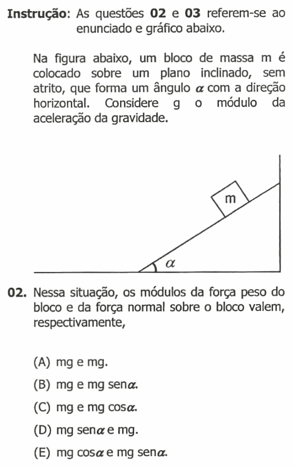 Enunciado da questão 2 de Física do UFRGS 2016