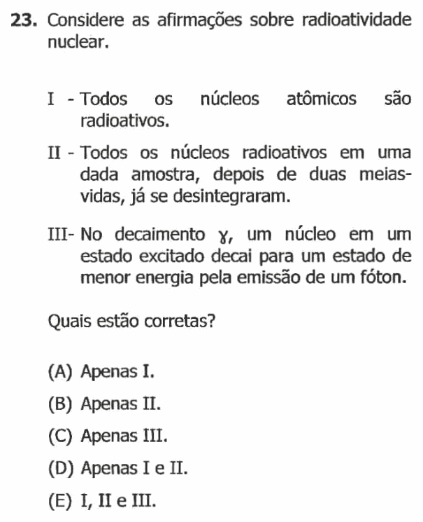Enunciado da questão 23 de Física do UFRGS 2016