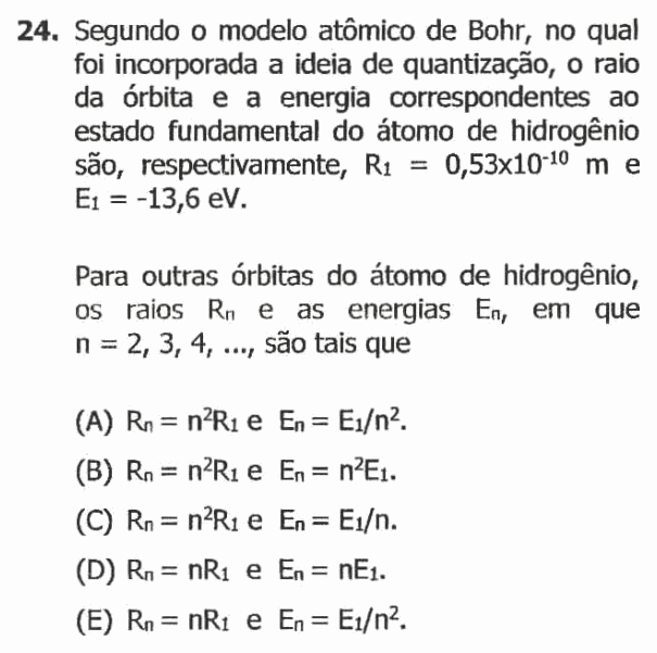 Enunciado da questão 24 de Física do UFRGS 2016