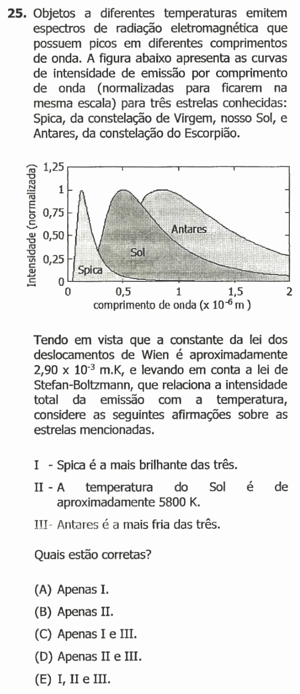 Enunciado da questão 25 de Física do UFRGS 2016