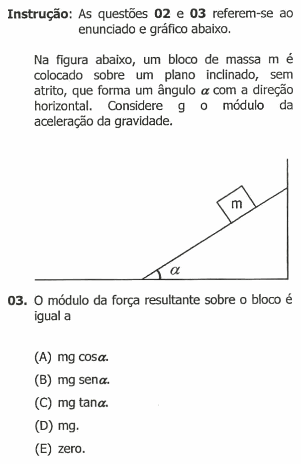 Enunciado da questão 3 de Física do UFRGS 2016