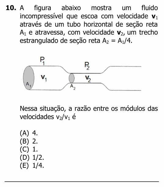 Enunciado da questão 10 de Física do UFRGS 2017