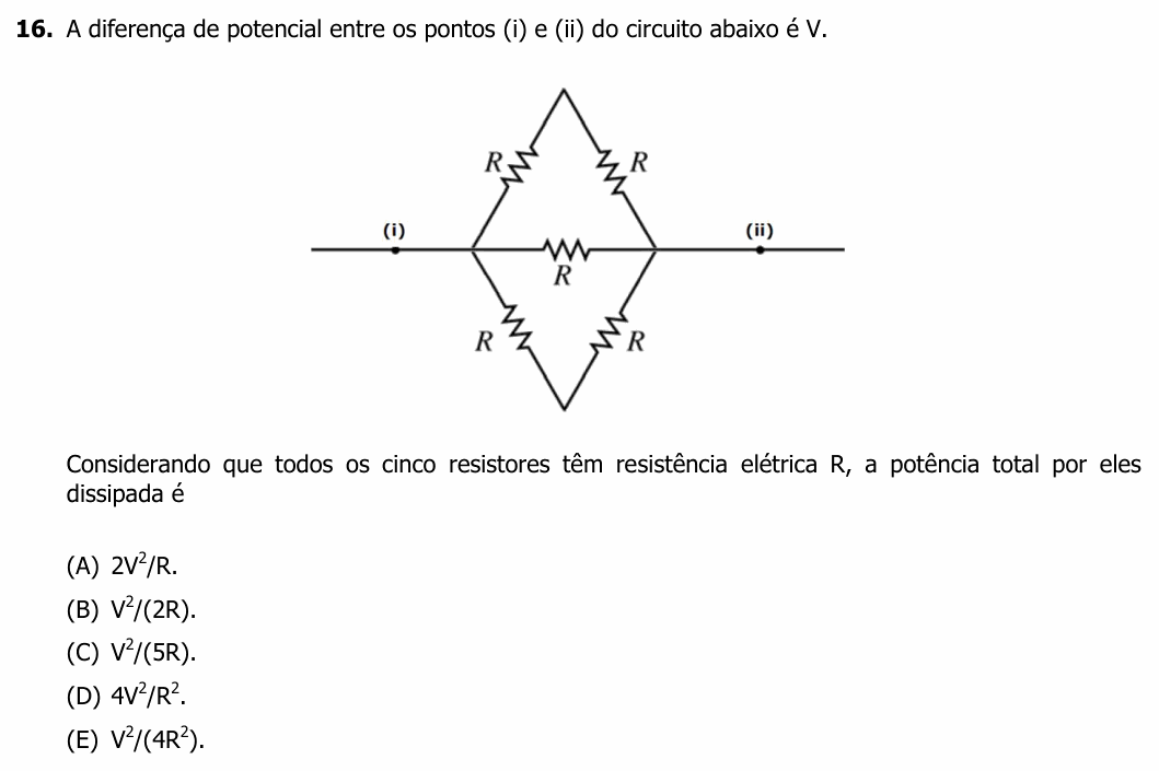 Enunciado da questão 16 de Física do UFRGS 2017