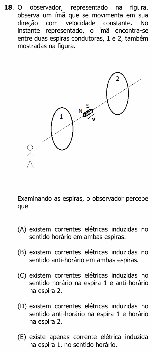 Enunciado da questão 18 de Física do UFRGS 2017