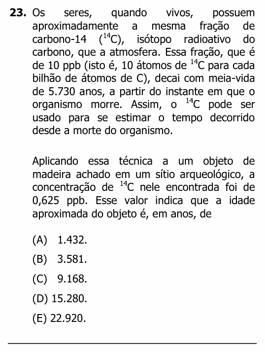 Enunciado da questão 23 de Física do UFRGS 2017