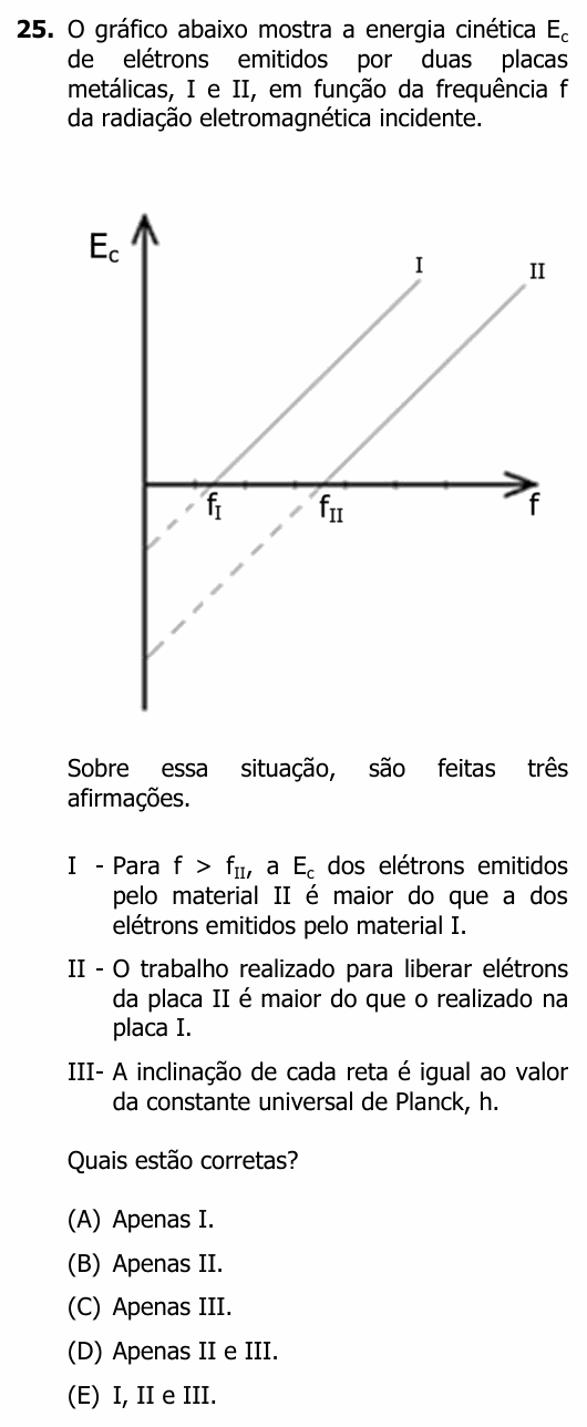 Enunciado da questão 25 de Física do UFRGS 2017