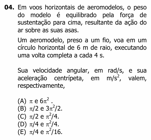 Enunciado da questão 4 de Física do UFRGS 2017
