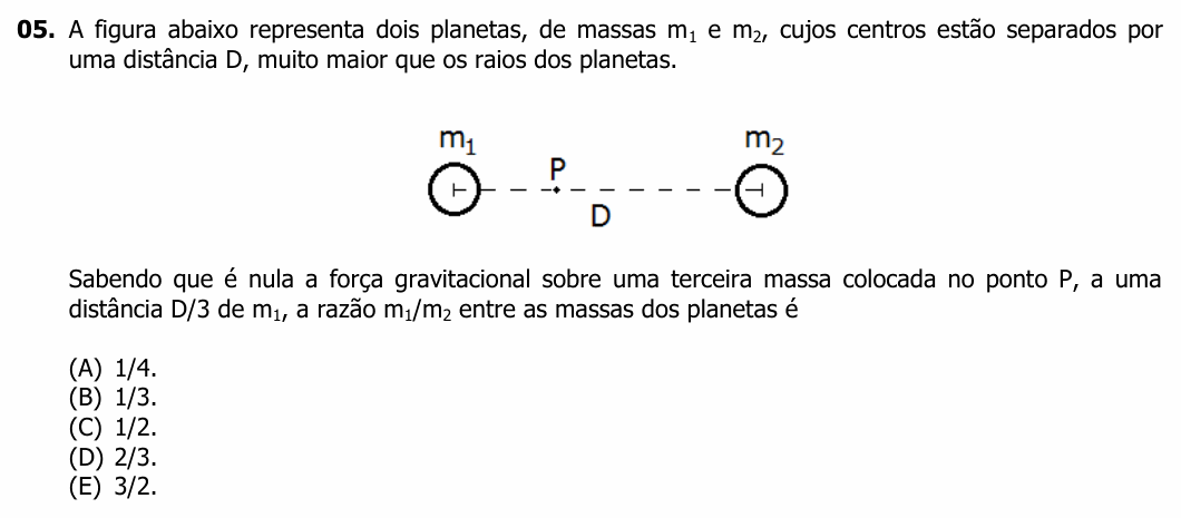 Enunciado da questão 5 de Física do UFRGS 2017