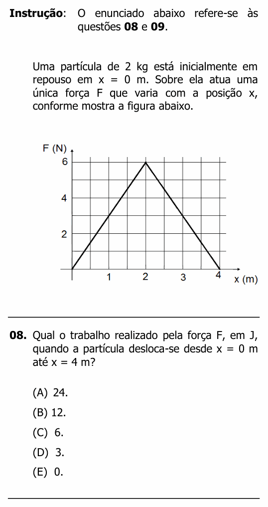 Enunciado da questão 8 de Física do UFRGS 2017