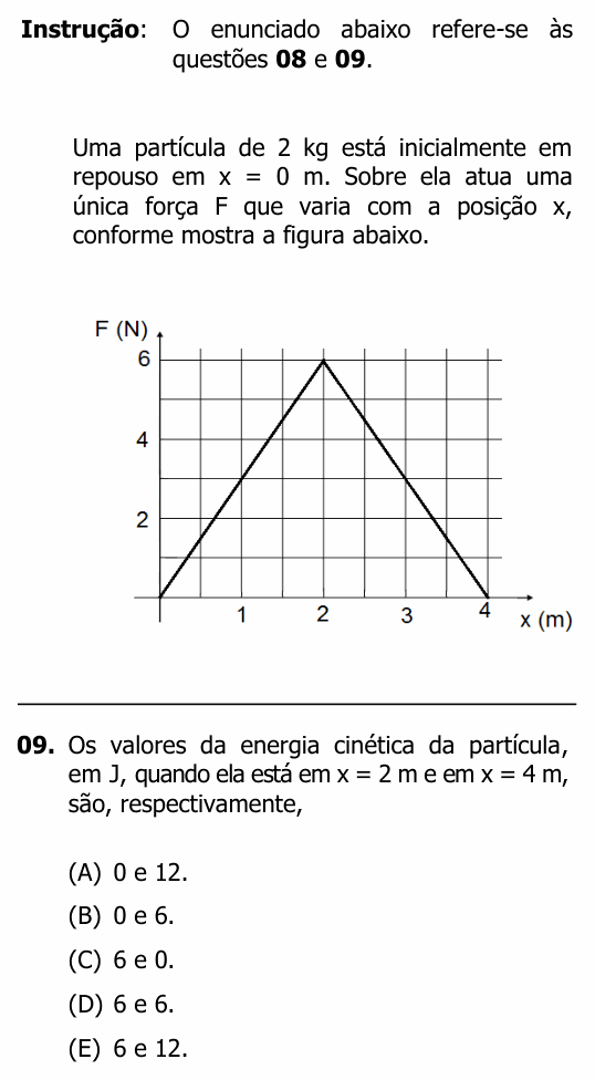 Enunciado da questão 9 de Física do UFRGS 2017
