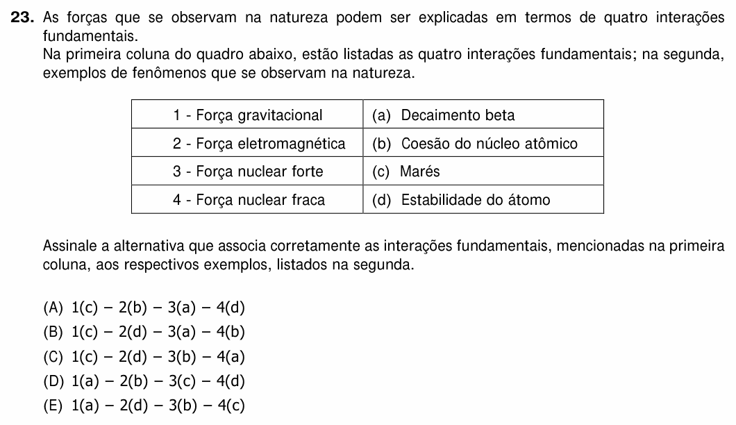 Enunciado da questão 23 de Física do UFRGS 2018