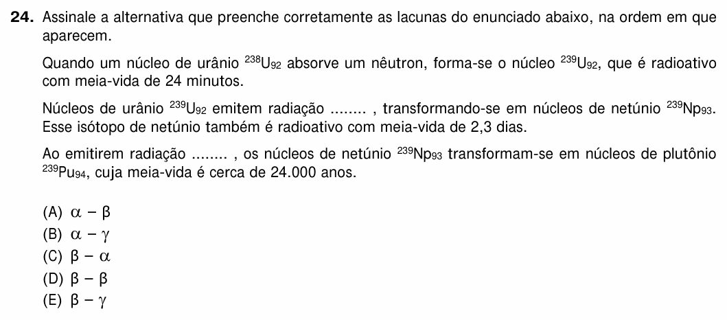 Enunciado da questão 24 de Física do UFRGS 2018