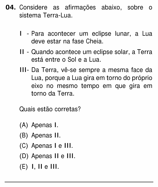 Enunciado da questão 4 de Física do UFRGS 2018
