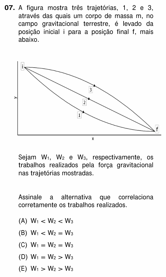 Enunciado da questão 7 de Física do UFRGS 2018