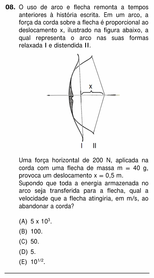 Enunciado da questão 8 de Física do UFRGS 2018