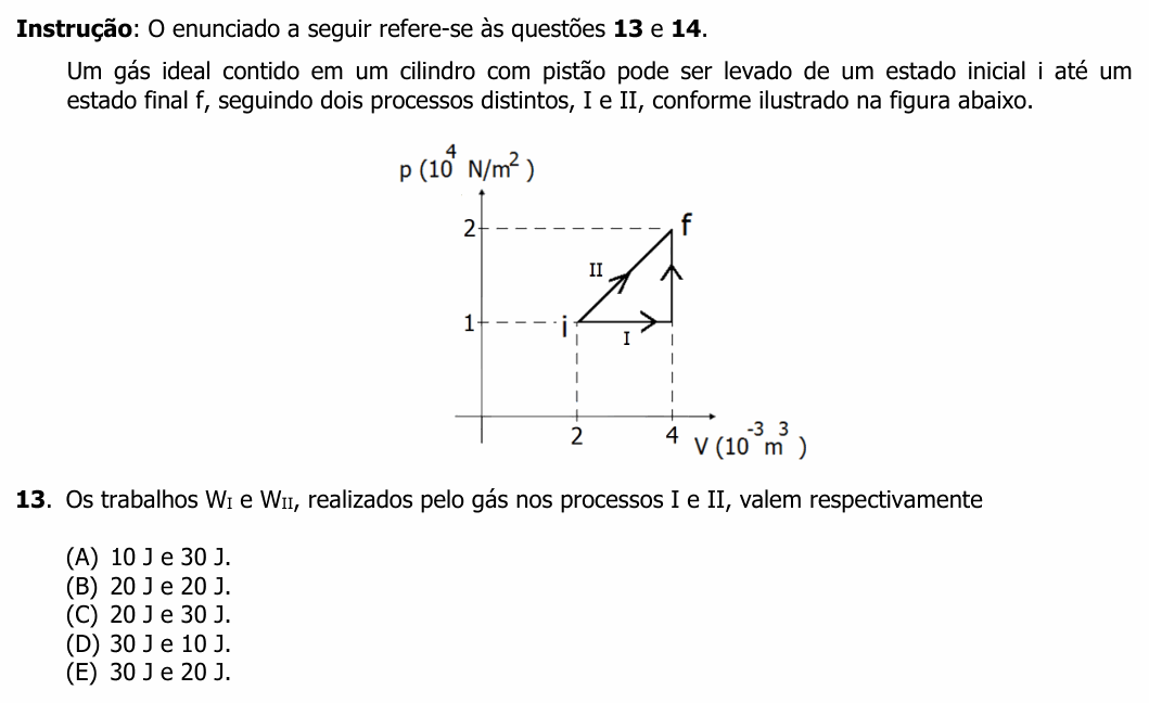 Enunciado da questão 13 de Física do UFRGS 2019