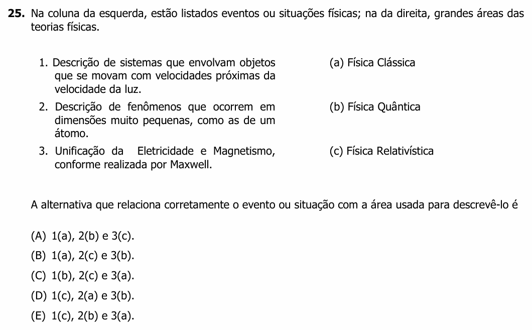 Enunciado da questão 25 de Física do UFRGS 2019