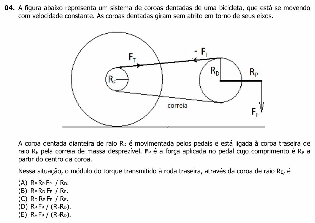 Enunciado da questão 4 de Física do UFRGS 2019