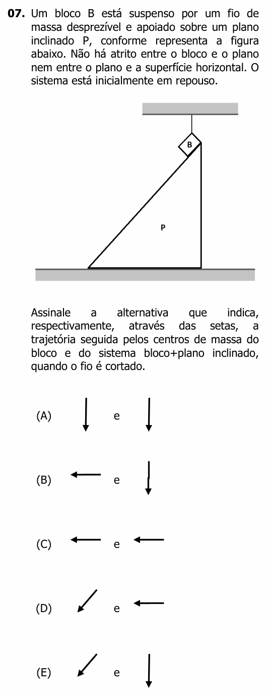Enunciado da questão 7 de Física do UFRGS 2019