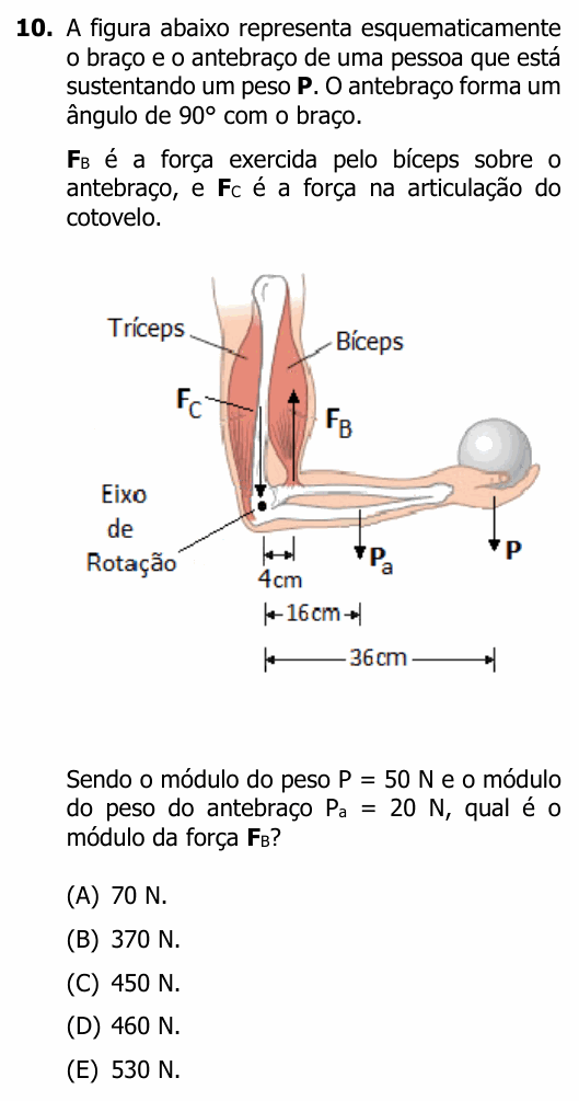 Enunciado da questão 10 de Física do UFRGS 2020