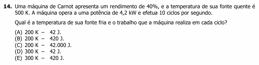 Enunciado da questão 14 de Física do UFRGS 2020