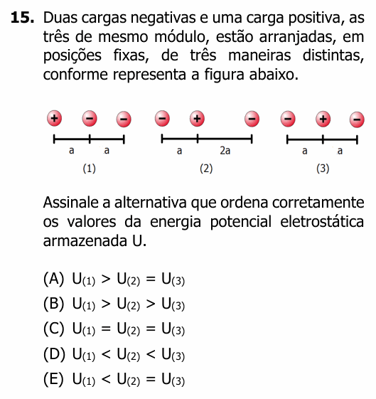 Enunciado da questão 15 de Física do UFRGS 2020