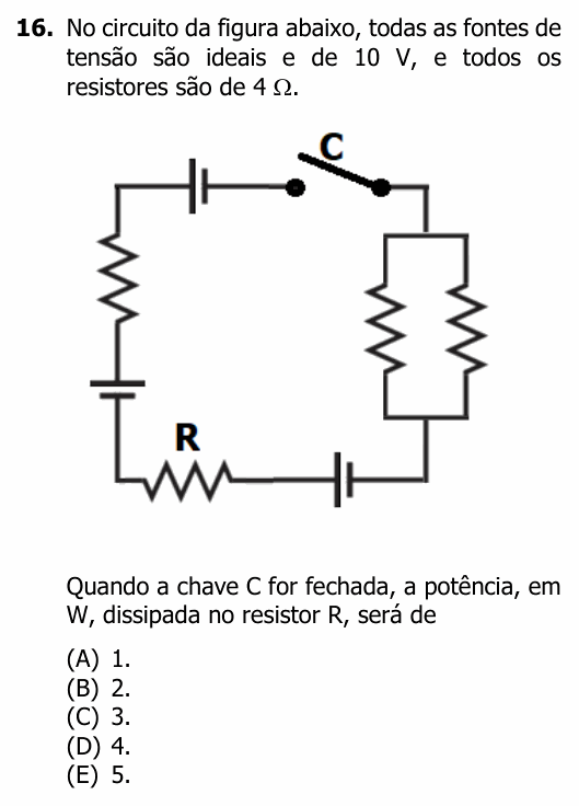 Enunciado da questão 16 de Física do UFRGS 2020