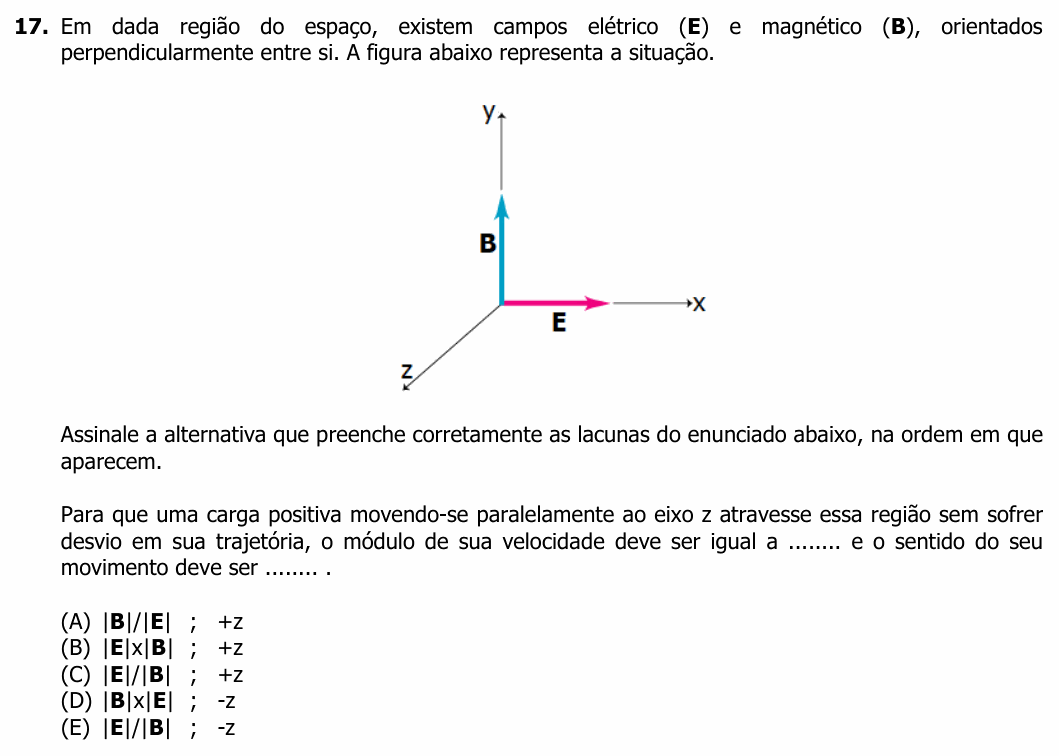 Enunciado da questão 17 de Física do UFRGS 2020