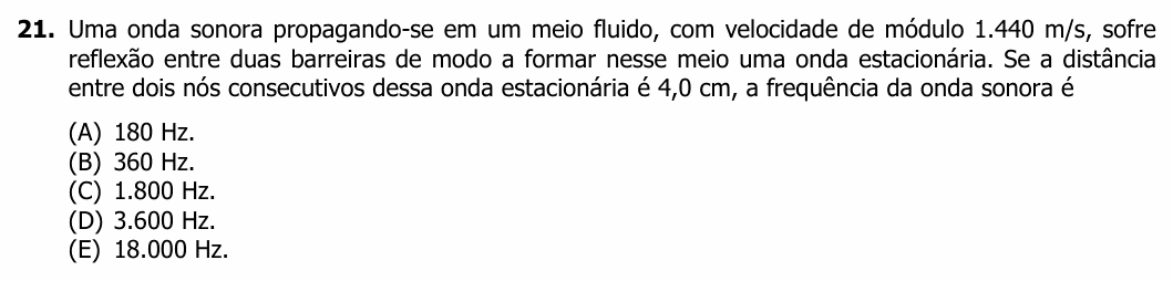 Enunciado da questão 21 de Física do UFRGS 2020